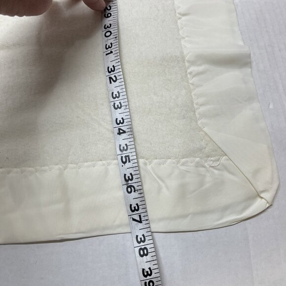 Vintage Fleece‎ Satin Trim Baby Blanket Ivory Thermal Set Of 2 - Picture 9 of 11